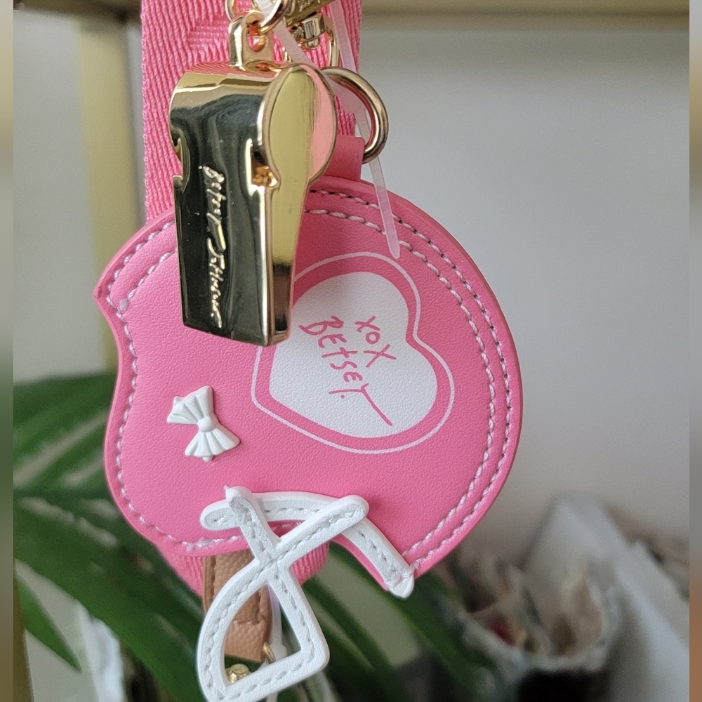 NWT Betsy Johnson Pink, White and Brown Game Day Football Crossbody Purse / Bag - Picture 8 of 8
